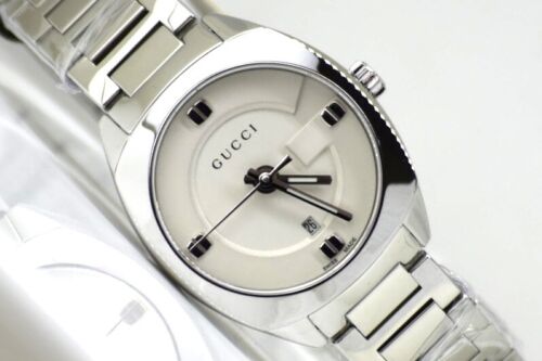 Gucci GG2570 White Dial Silver Steel Strap Watch For Women - YA142502