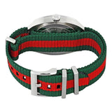 Gucci GG2570 Quartz Black Dial Green & Red Nylon Strap Watch For Men - YA142305