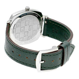 Gucci Grip Quartz Silver Dial Green Leather Strap Unisex Watch - YA157406