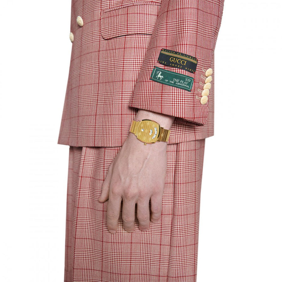 Gucci Grip Quartz Yellow Gold Dial Gold Steel Strap Unisex Watch - YA157409