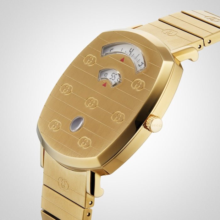 Gucci Grip Quartz Yellow Gold Dial Gold Steel Strap Unisex Watch - YA157409