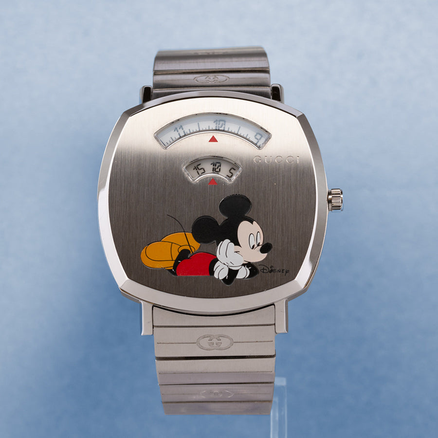 Gucci Grip x Disney Quartz Silver Dial Silver Steel Strap Unisex Watch - YA157419