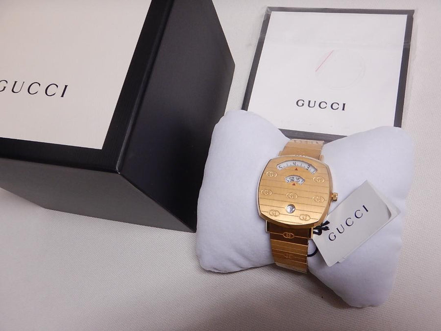Gucci Grip Yellow Gold Dial Yellow Gold Steel Strap Unisex Watch -  YA157403