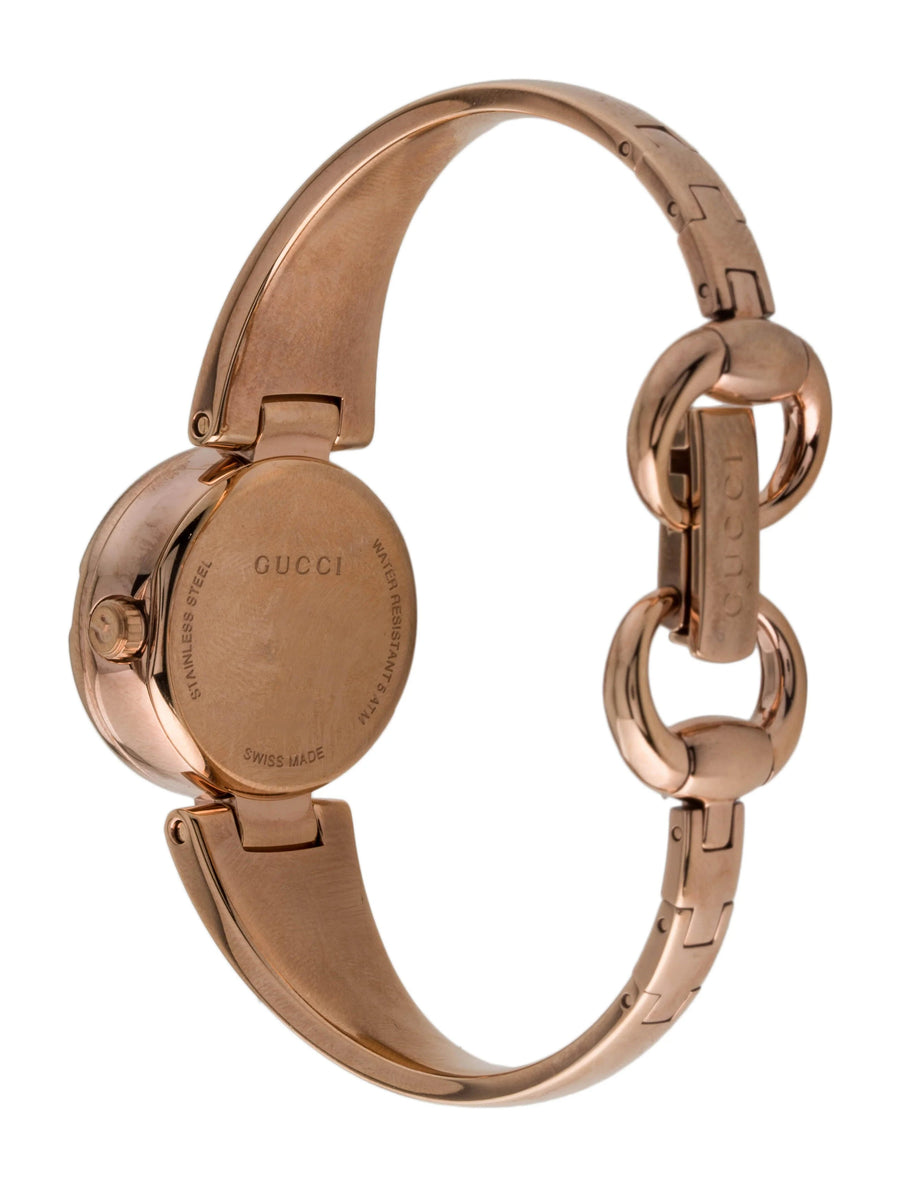 Gucci Guccisima Quartz Mother of Pearl White Dial Rose Gold Steel Strap Watch for Women - YA134512