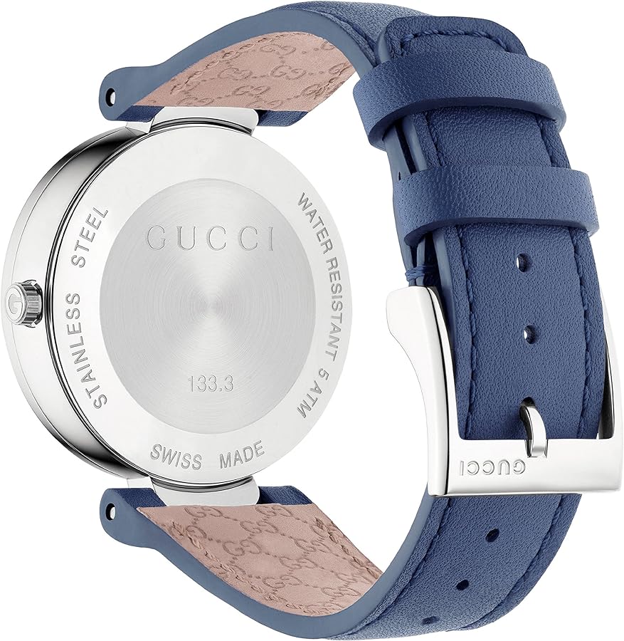 Gucci Interlocking G Blue Dial Blue Leather Strap Watch For Women - YA133322