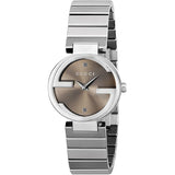 Gucci Interlocking G Brown Dial Silver Steel Strap Watch For Women - YA133506