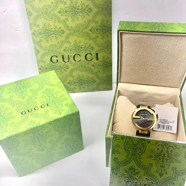 Gucci Interlocking G Grammy Special Edition Black Dial Black Leather Strap Watch for Women - YA1333121