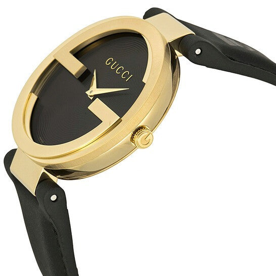 Gucci Interlocking G Grammy Special Edition Black Dial Black Leather Strap Watch for Women - YA1333121