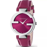 Gucci Interlocking G Quartz Pink Dial Pink Leather Strap Watch For Women - YA133321