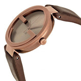 Gucci Interlocking Iconic Brown Dial Brown Leather Strap Watch For Women - YA133207