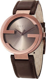 Gucci Interlocking Iconic Brown Dial Brown Leather Strap Watch For Women - YA133207