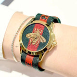 Gucci Le Marche des Merveilles Green & Red Dial Green & Red NATO Strap Unisex Watch - YA126487