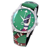 Gucci G Timeless Le Marche Des Merveilles Green Dial Green Leather Strap Watch for Women - YA1264081