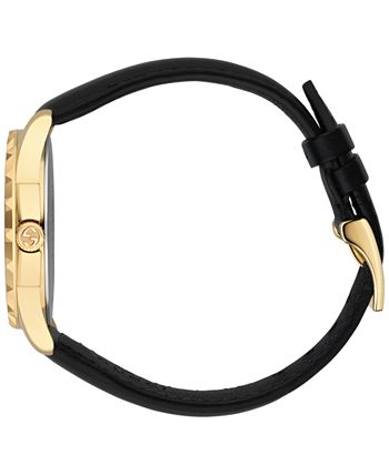 Gucci Le Marche Des Merveilles Quartz Green Dial Black Leather Strap Watch For Women - YA126463
