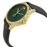 Gucci Le Marche Des Merveilles Quartz Green Dial Black Leather Strap Watch For Women - YA126463