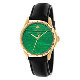 Gucci Le Marche Des Merveilles Quartz Green Dial Black Leather Strap Watch For Women - YA126463