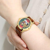 Gucci Le Marche Des Merveilles Red & Green Dial Brown Leather Strap Unisex Watch - YA126497