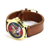 Gucci Le Marche Des Merveilles Red & Green Dial Brown Leather Strap Unisex Watch - YA126497