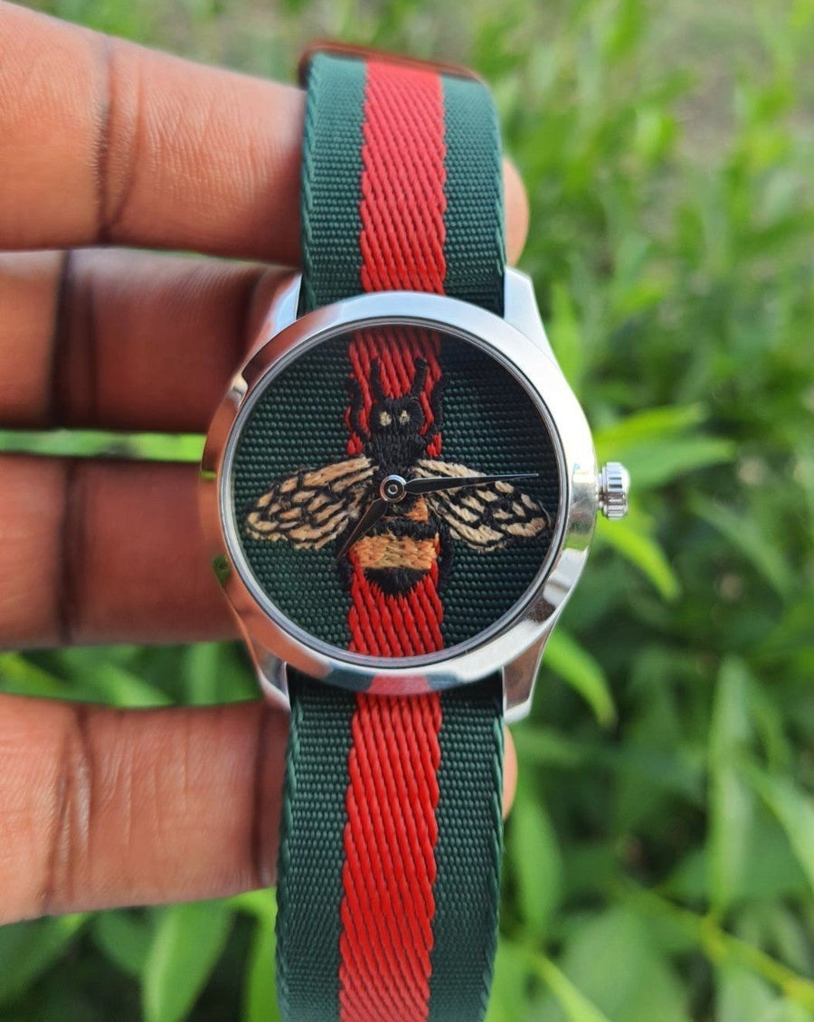 Gucci Le Marche des Merveilles Red & Green Dial Red & Green Nylon Strap Unisex Watch - YA1264060