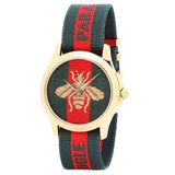 Gucci Le Marche des Merveilles Green & Red Dial Green & Red NATO Strap Unisex Watch - YA126487