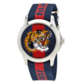 Gucci G Timless Le Marche Des Merveilles Blue & Red Dial Blue & Red Nylon Strap Unisex Watch  - YA126495