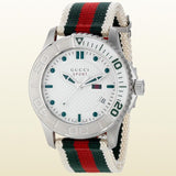 Gucci G Timeless White Dial Two Tone Nylon Strap Watch For Men - YA126231