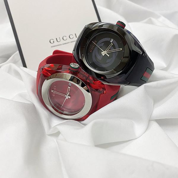 Gucci Sync Quartz Red Dial Red Rubber Strap Watch For Women - YA137303