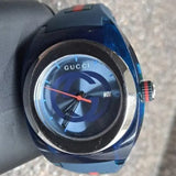 Gucci Sync XXL Quartz Blue Dial Blue Rubber Strap Watch For Men - YA137104