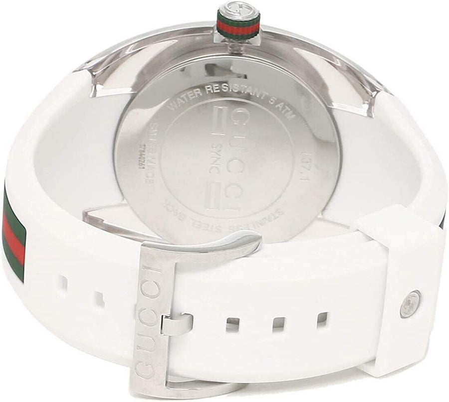 Gucci Sync XXL White Dial White Rubber Strap Watch For Men - YA137102