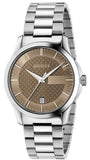 Gucci G Timeless Brown Dial Silver Steel Strap Watch For Men - YA126445