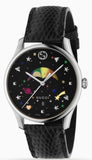 Gucci G-Timeless Moonphase Black Dial Black Leather Strap Watch For Men - YA1264045