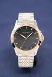 Gucci G Timeless Black Dial Two Tone Steel Strap Watch For Men - YA126410