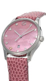 Gucci G-Timeless Pink Mother of Pearl Dial Pink Leather Strap Watch For Women - YA126586