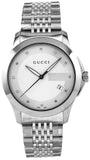 Gucci G Timeless Diamonds Silver Dial Silver Steel Strap Watch For Men - YA126404