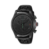 Gucci G Timeless Quartz Chronograph Black Dial Black Leather Strap Watch For Men - YA126244