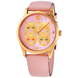 Gucci G Timeless Quartz Mother of Pearl Dial Pink Leather Strap Watch For Women -  YA1264132