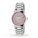 Gucci G Timeless Quartz Mother of Pearl Pink Dial Silver Steel Strap Watch for Women - YA1264166