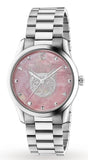 Gucci G Timeless Quartz Mother of Pearl Pink Dial Silver Steel Strap Watch for Women - YA1264166