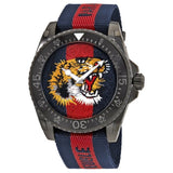 Gucci Dive Tiger Blue and Red Dial Blue Red Blue Nylon Strap Watch For Men - YA136215