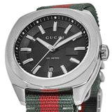 Gucci GG2570 Quartz Black Dial Green & Red Nylon Strap Watch For Men - YA142305