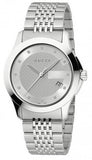 Gucci G Timeless Diamonds Silver Dial Silver Steel Strap Watch For Men - YA126404