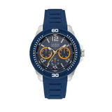 Guess Trade Blue Dial Blue Silicone Strap Watch for Men - W0967G2