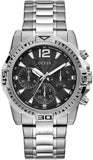 Guess Commander Chronograph Black Dial Silver Steel Strap Watch for Men - GW0056G1