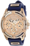 Guess Queen Quartz Crystals Rose Gold Dial Blue Silicone Strap Watch For Women - GW0536L5