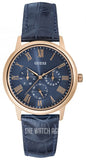 Guess Analog Blue Dial Blue Leather Strap Watch For Men - W0496G4