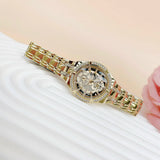 Guess Allara Quartz Gold Dial Gold Steel Strap Watch For Women - GW0604L2