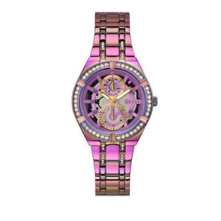 Guess Allara Quartz Purple Dial Purple Steel Strap Watch For Women - GW0604L4