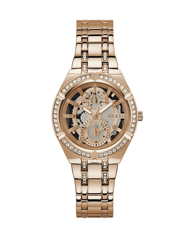 Guess Allara Quartz Rose Gold Dial Rose Gold Steel Strap Watch For Women - GW0604L3
