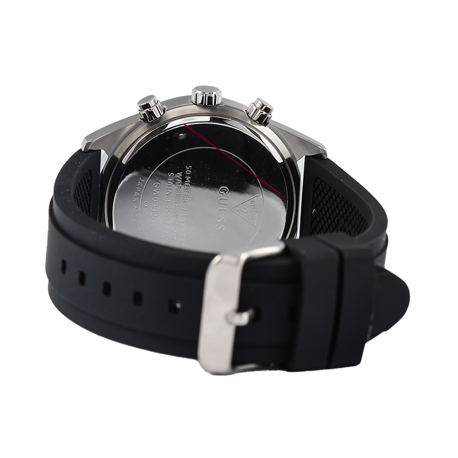 Guess Altitude Chronograph Black Dial Black Rubber Strap Watch for Men - GW0332G1
