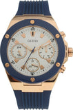 Guess Athena White Dial White Dial Blue Rubber Strap Watch For Women - GW0030L5